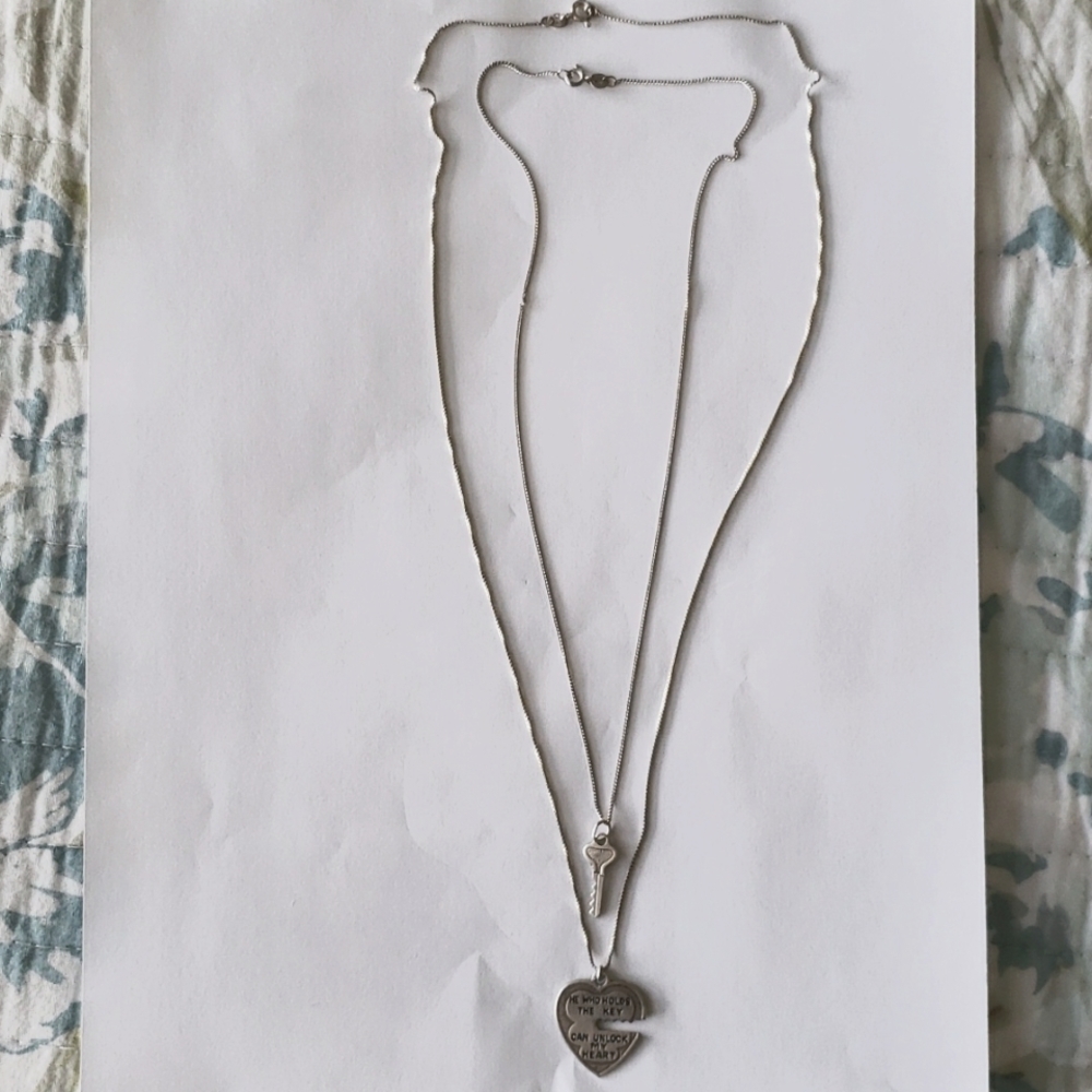 Sterling Heart and Key Set of Necklaces